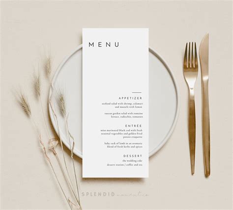 Modern Wedding Menu Template