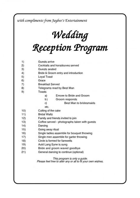 Modern Wedding Reception Program Template