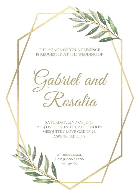 Modern White and Gold Geometric Invitation Template