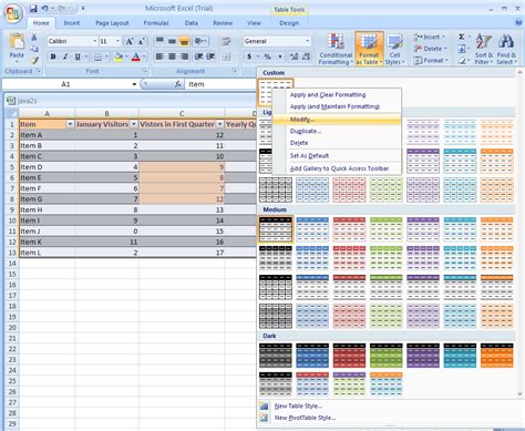 Modifying Excel Template