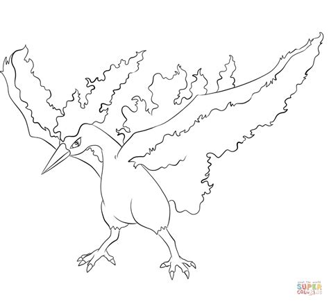 Moltres coloring page for kids and adults