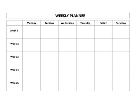 A Monday to Friday calendar template printable with time-blocking