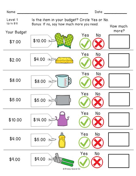 Money Education Worksheets