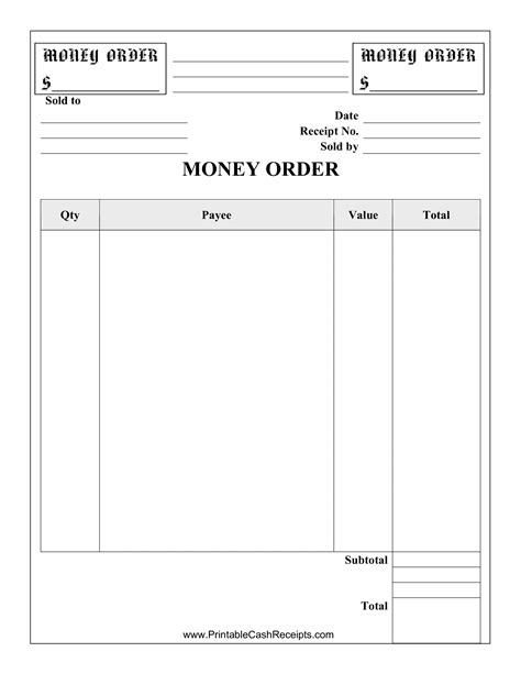 Money Order Template 1