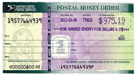 Money Order Template with Serial Number