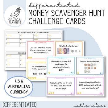 Money Scavenger Hunt Worksheets