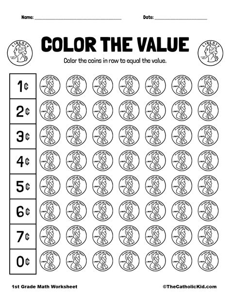 Money worksheets for 1st grade