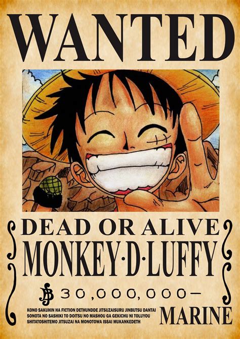 A One Piece bounty poster featuring Monkey D. Luffy