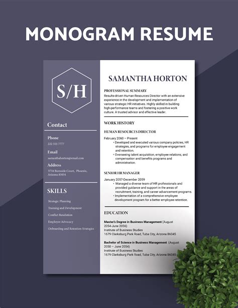 Monogram Resume Template Examples Download