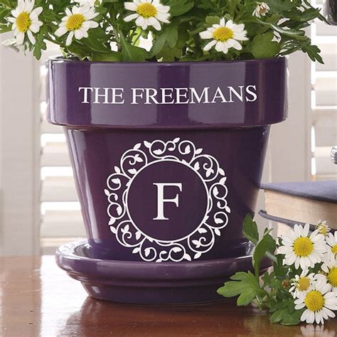 Monogrammed flower pot with a custom letter