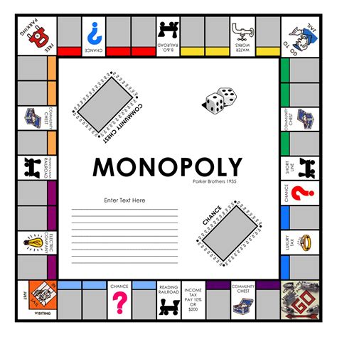 A printable Monopoly board game template for customization