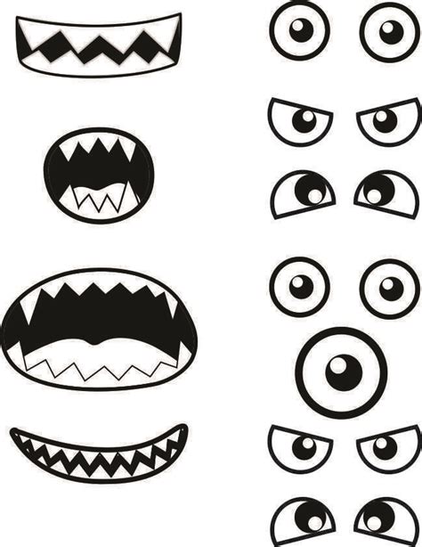 Monster eyes and mouth printable template