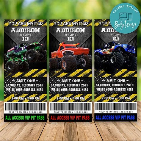 Monster Truck Birthday Invitation Ideas Free