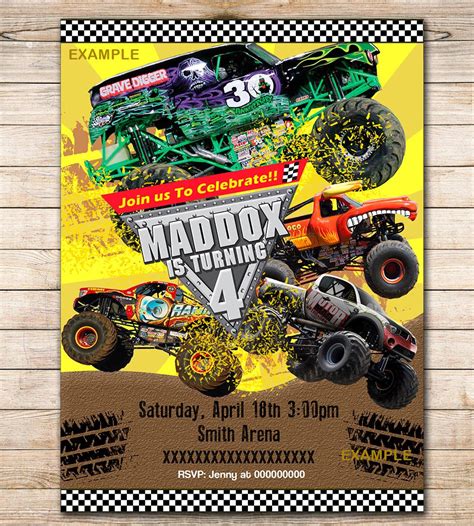 Monster Truck Birthday Party Invitations Free