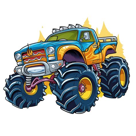 Monster truck coloring page with fire