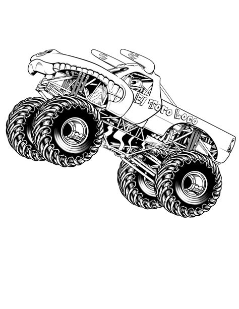 Monster truck coloring page with mud