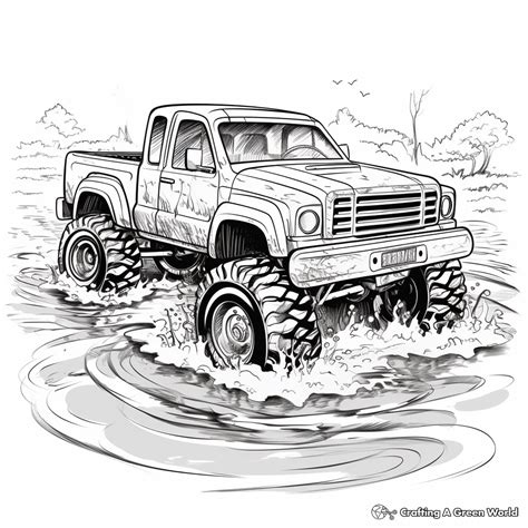 Monster Truck Mud Bog Coloring Page