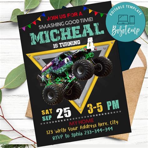 Monster Truck Party Invitations