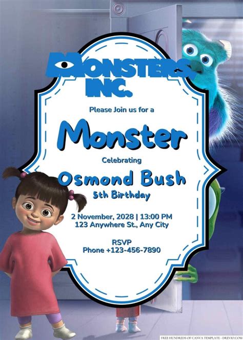 Monsters Inc Invitation Template 1