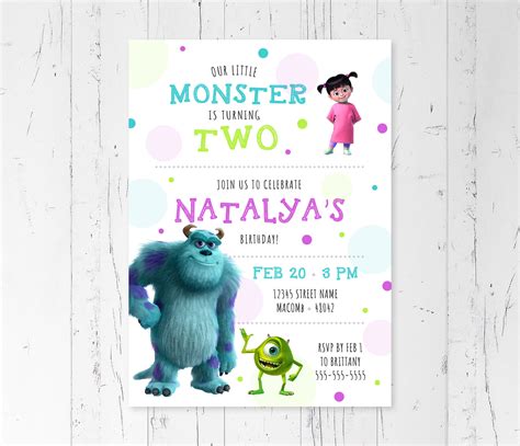 Monsters Inc Invitation Template 2