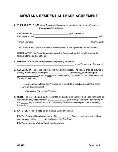 Montana Rental Agreement Template