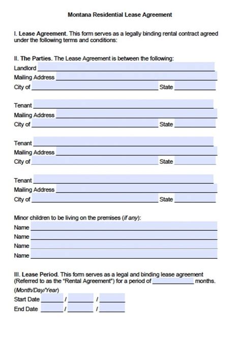 Montana Rental Agreement Template 3