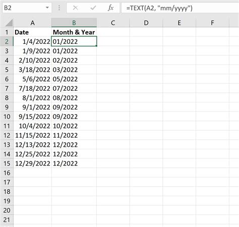 Month and year formatting