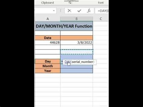 MONTH and YEAR Functions in Excel