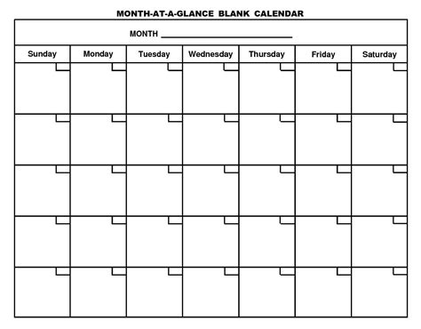 Month-at-a-Glance Calendar Template