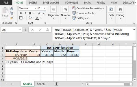 Month Calculation Formula