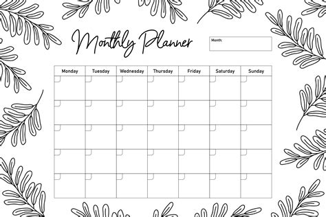 Monthly art planner template