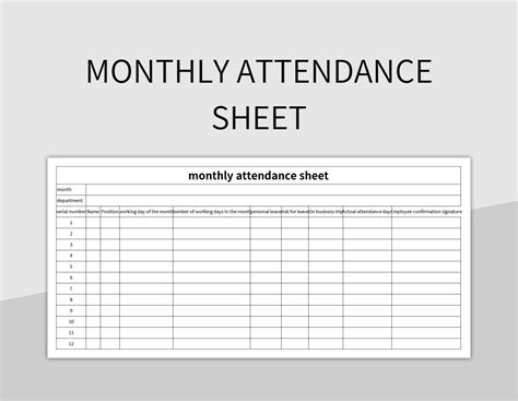 Monthly Attendance Calendar Template