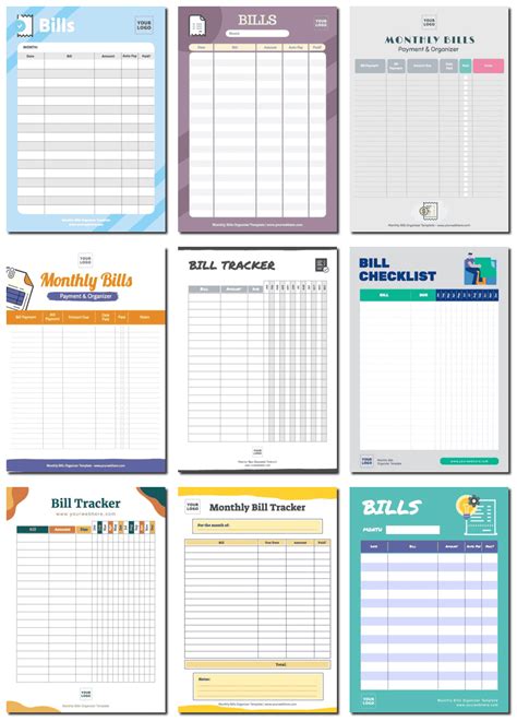 Monthly Bill Organizer Template