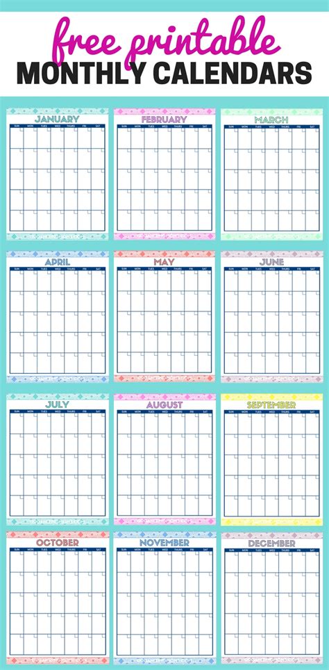 Monthly calendar template