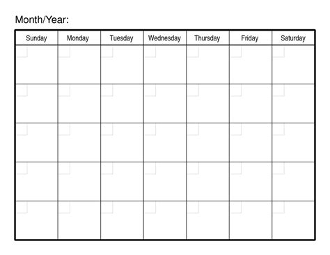 Monthly Calendar Template Example