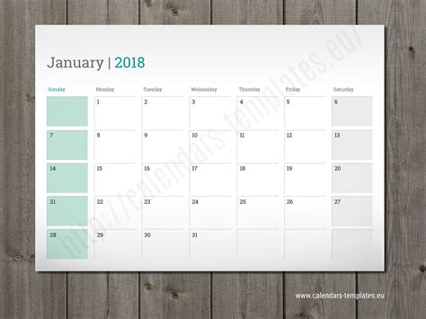 Monthly calendar template InDesign