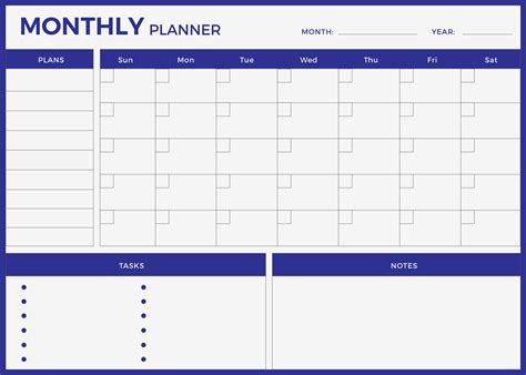 Monthly Calendar Template with Tasks