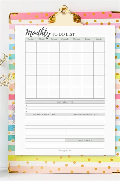 Monthly Calendar with To-Do List