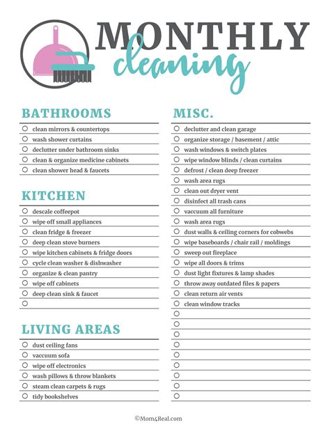 Monthly Cleaning Checklist