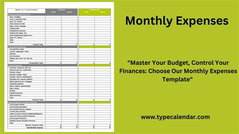 Monthly Expense Template