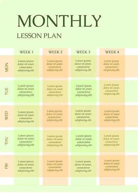 Monthly Lesson Plan Template