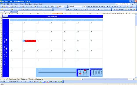 monthly planner excel template