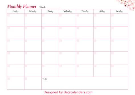 A monthly planner printable