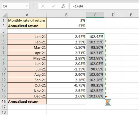 Monthly Returns Formula Excel