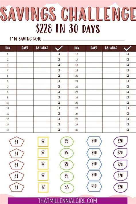 Monthly Savings Calendar