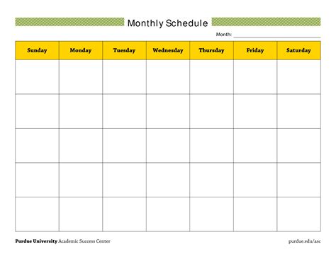 Monthly Scheduling Template