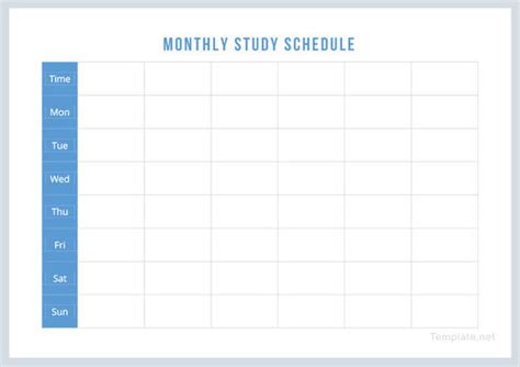 Monthly Study Schedule Template