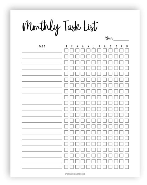 Benefits of Monthly Task List Template