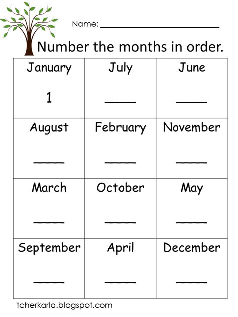 Months of the Year Worksheets for Preschool