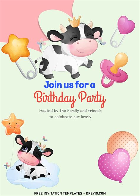 Moo-sic Cow Invitation Template